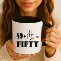 Funny Rude 50th Birthday Gift 49 Plus 1 Finger Equals 50 Funny Gift Coffee Mug thumb 3