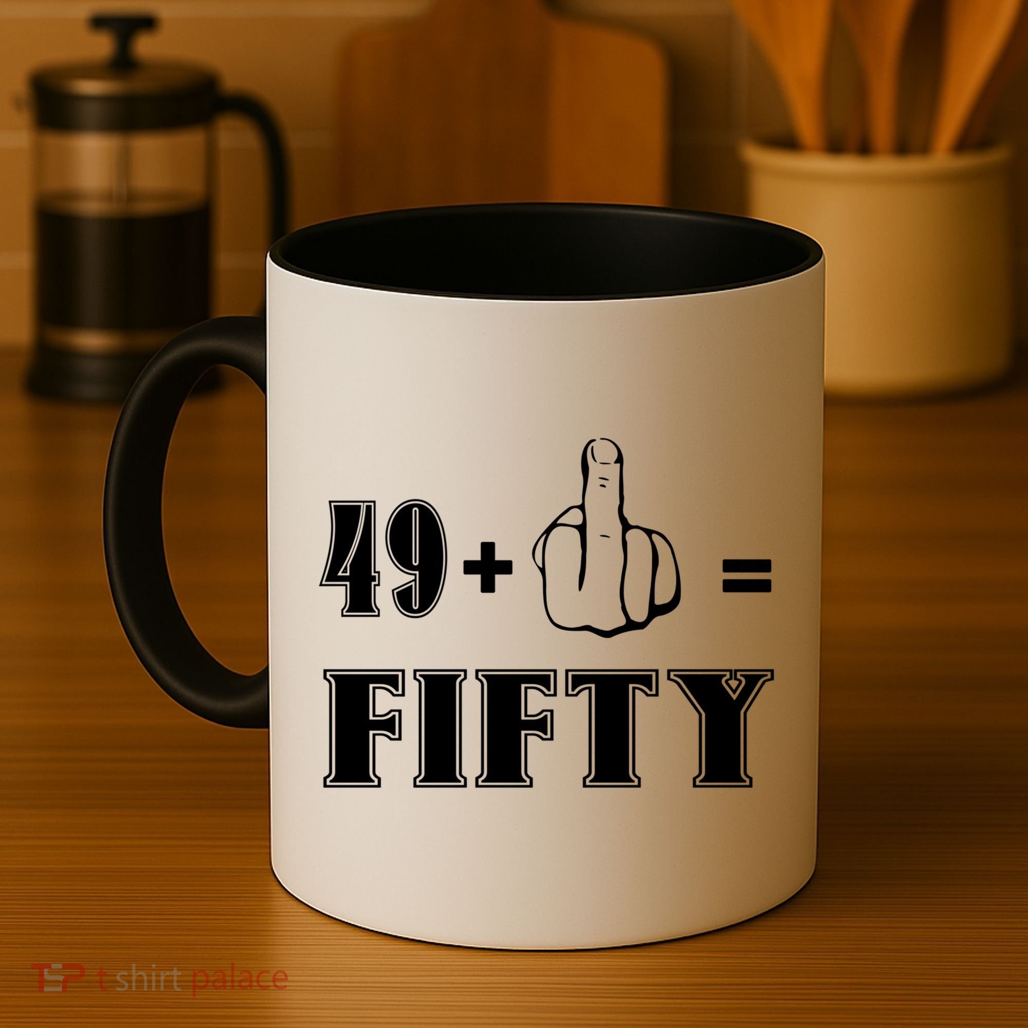 Funny Rude 50th Birthday Gift 49 Plus 1 Finger Equals 50 Funny Gift Coffee Mug