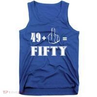 Funny Rude 50th Birthday Gift 49 Plus 1 Finger Equals 50 Funny Gift Tank Top thumb 0