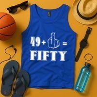 Funny Rude 50th Birthday Gift 49 Plus 1 Finger Equals 50 Funny Gift Tank Top thumb 4