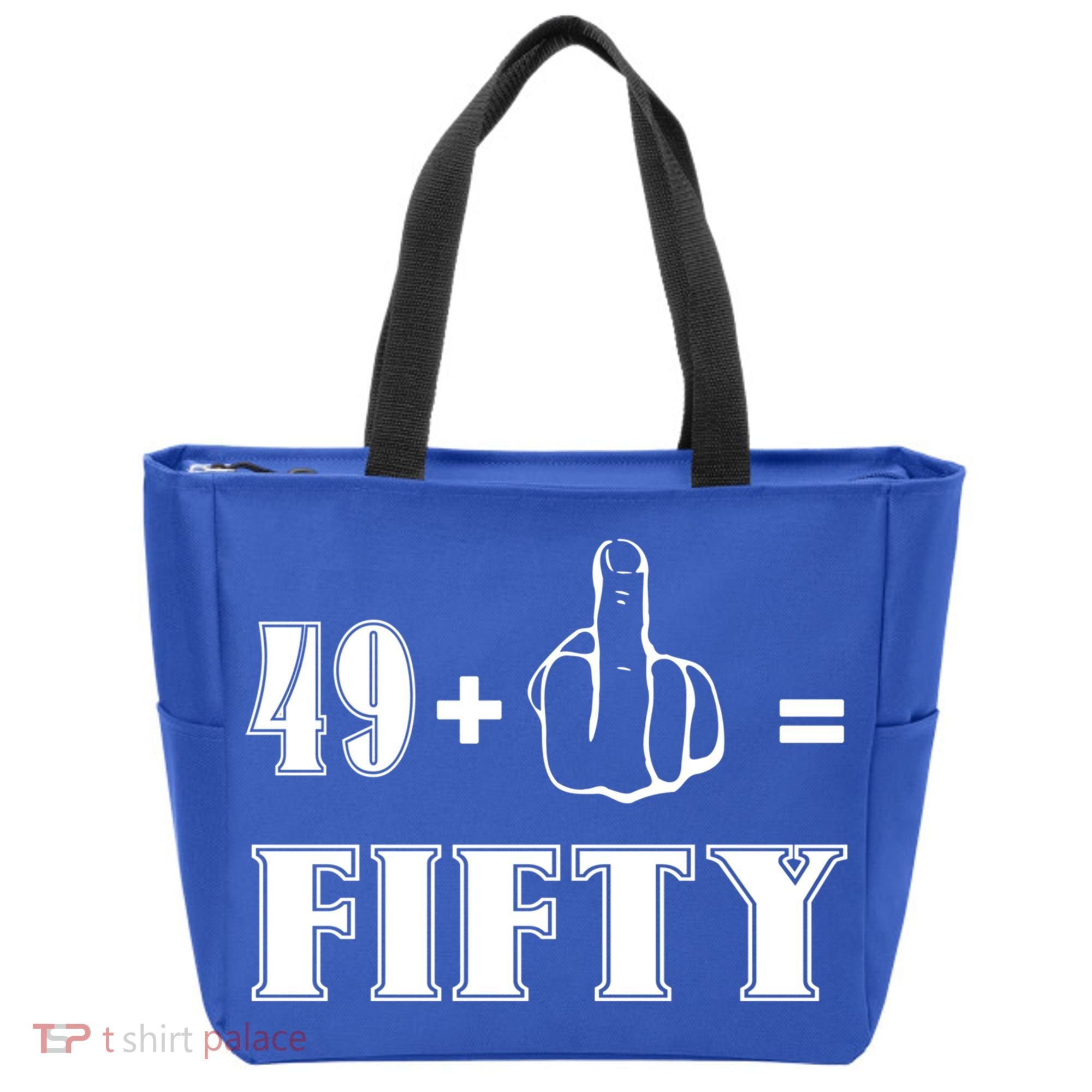 Funny Rude 50th Birthday Gift 49 Plus 1 Finger Equals 50 Funny Gift Tote Bag