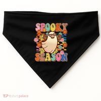 Funny Retro 60s Halloween Spooky Season Hippie Ghost USA-Made Doggie Bandana thumb 0