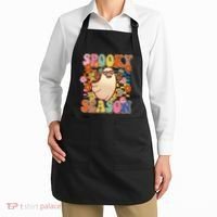 Funny Retro 60s Halloween Spooky Season Hippie Ghost Apron thumb 2