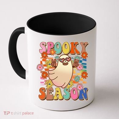 Funny Retro 60s Halloween Spooky Season Hippie Ghost Coffee Mug