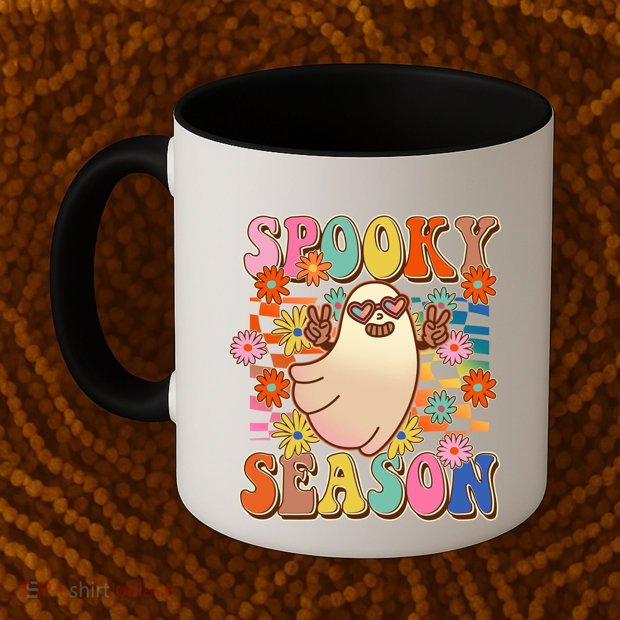 Funny Retro 60s Halloween Spooky Season Hippie Ghost Coffee Mug