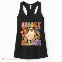 Funny Retro 60s Halloween Spooky Season Hippie Ghost Women's Tank Top thumb 0