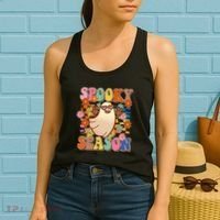 Funny Retro 60s Halloween Spooky Season Hippie Ghost Women's Tank Top thumb 2