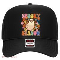 Funny Retro 60s Halloween Spooky Season Hippie Ghost Hat thumb 0