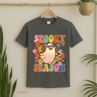 Funny Retro 60s Halloween Spooky Season Hippie Ghost T-Shirt thumb 2