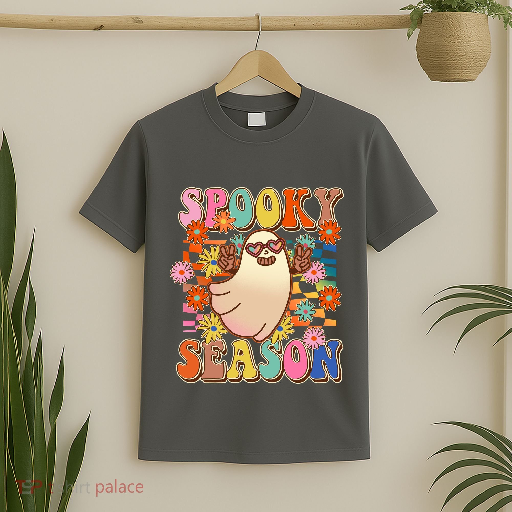 Funny Retro 60s Halloween Spooky Season Hippie Ghost T-Shirt