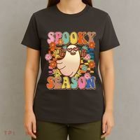 Funny Retro 60s Halloween Spooky Season Hippie Ghost T-Shirt thumb 4
