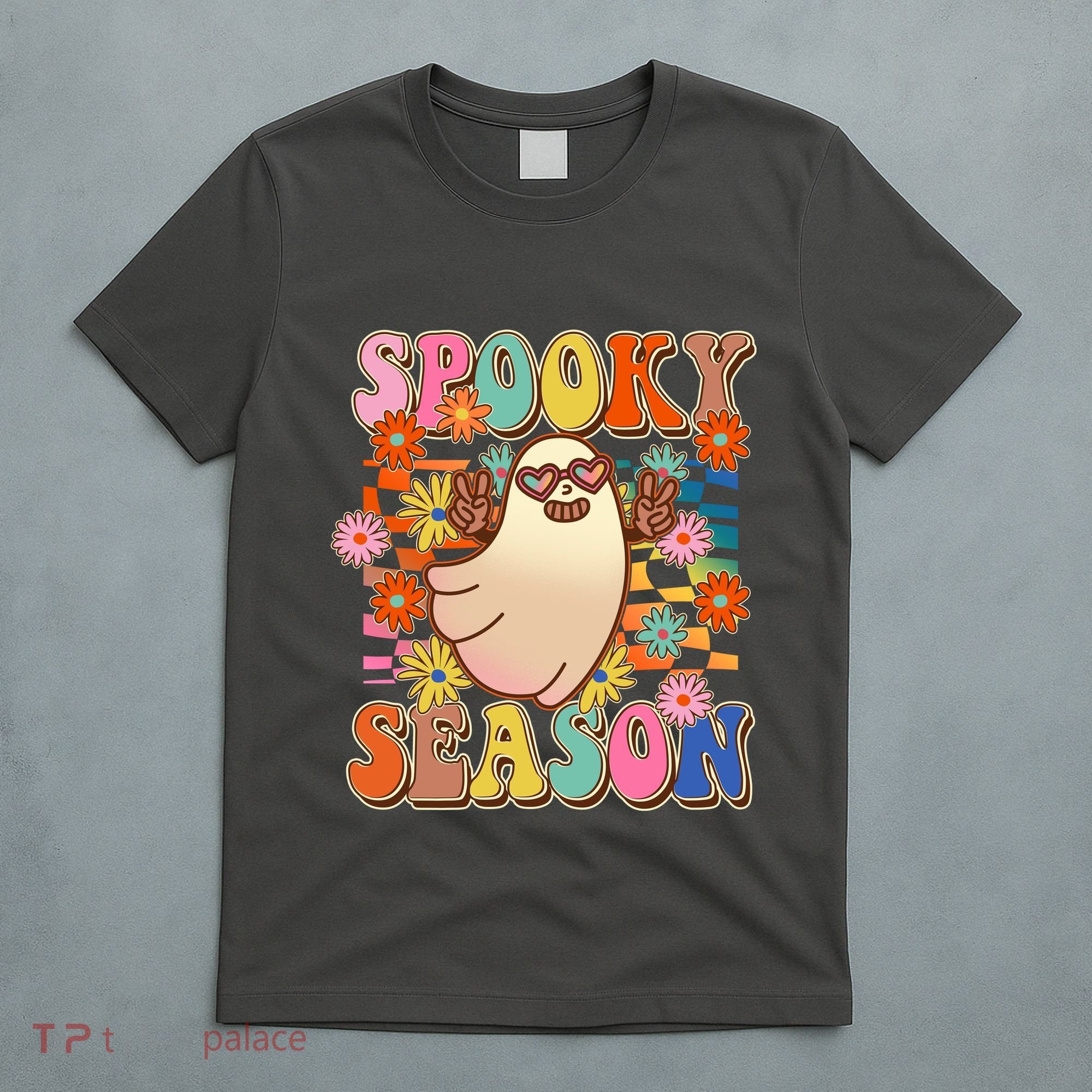 Funny Retro 60s Halloween Spooky Season Hippie Ghost T-Shirt