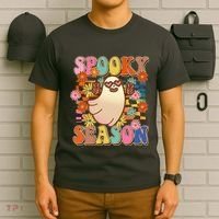 Funny Retro 60s Halloween Spooky Season Hippie Ghost T-Shirt thumb 6