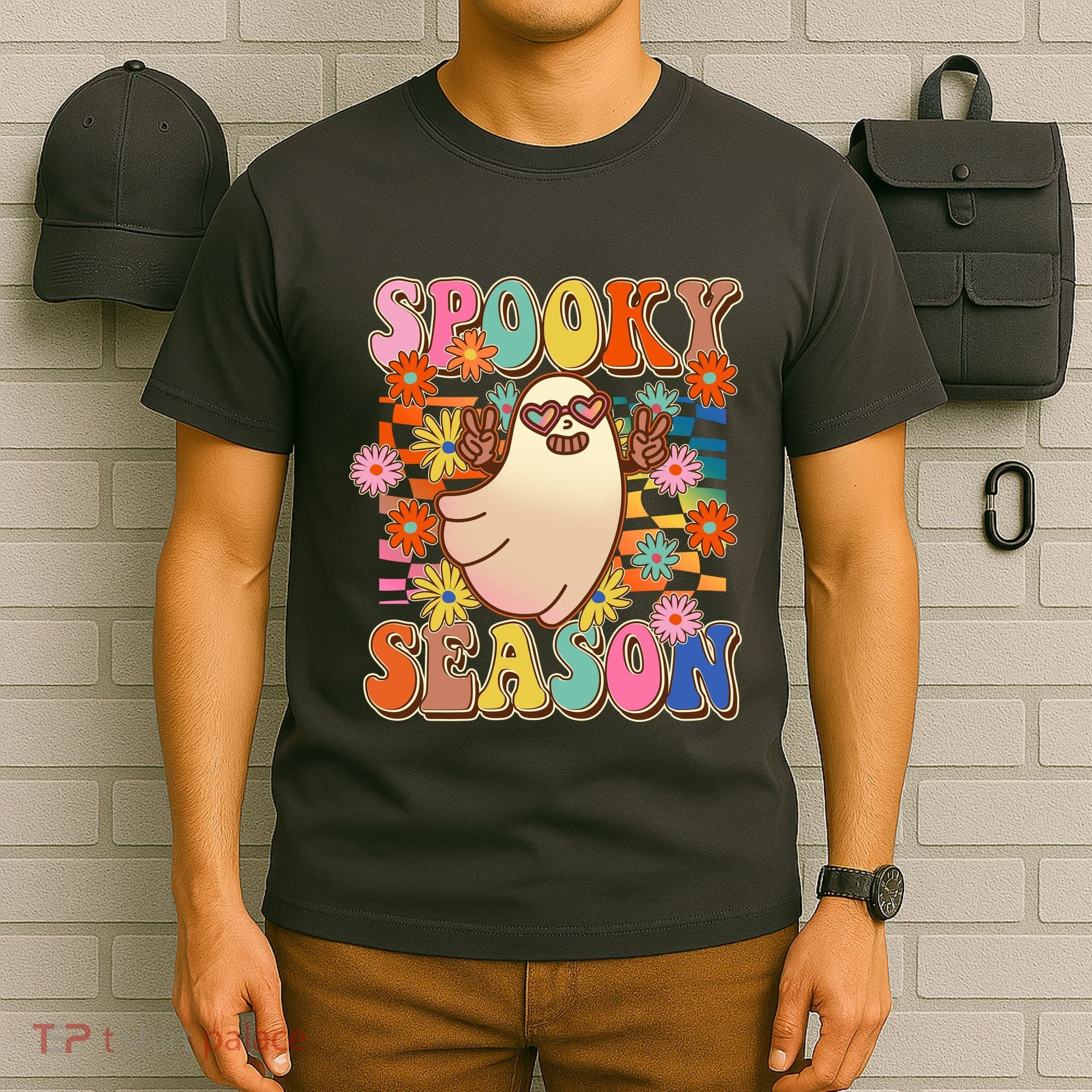 Funny Retro 60s Halloween Spooky Season Hippie Ghost T-Shirt