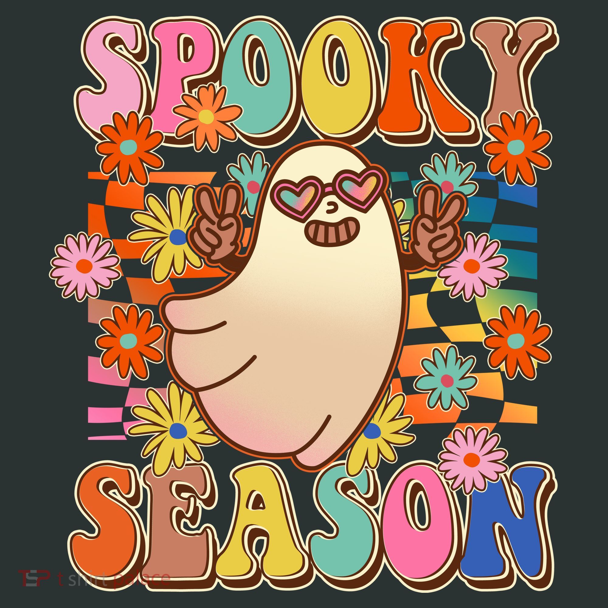 Funny Retro 60s Halloween Spooky Season Hippie Ghost T-Shirt