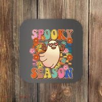 Funny Retro 60s Halloween Spooky Season Hippie Ghost Coaster thumb 0