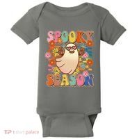 Funny Retro 60s Halloween Spooky Season Hippie Ghost Baby Bodysuit thumb 0