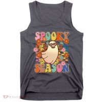 Funny Retro 60s Halloween Spooky Season Hippie Ghost Tank Top thumb 0