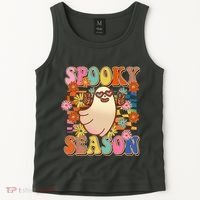 Funny Retro 60s Halloween Spooky Season Hippie Ghost Tank Top thumb 2