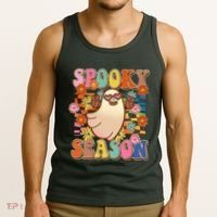 Funny Retro 60s Halloween Spooky Season Hippie Ghost Tank Top thumb 3