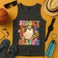 Funny Retro 60s Halloween Spooky Season Hippie Ghost Tank Top thumb 4