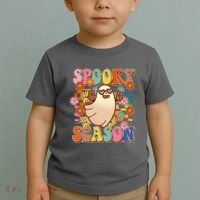Funny Retro 60s Halloween Spooky Season Hippie Ghost Toddler T-Shirt thumb 2