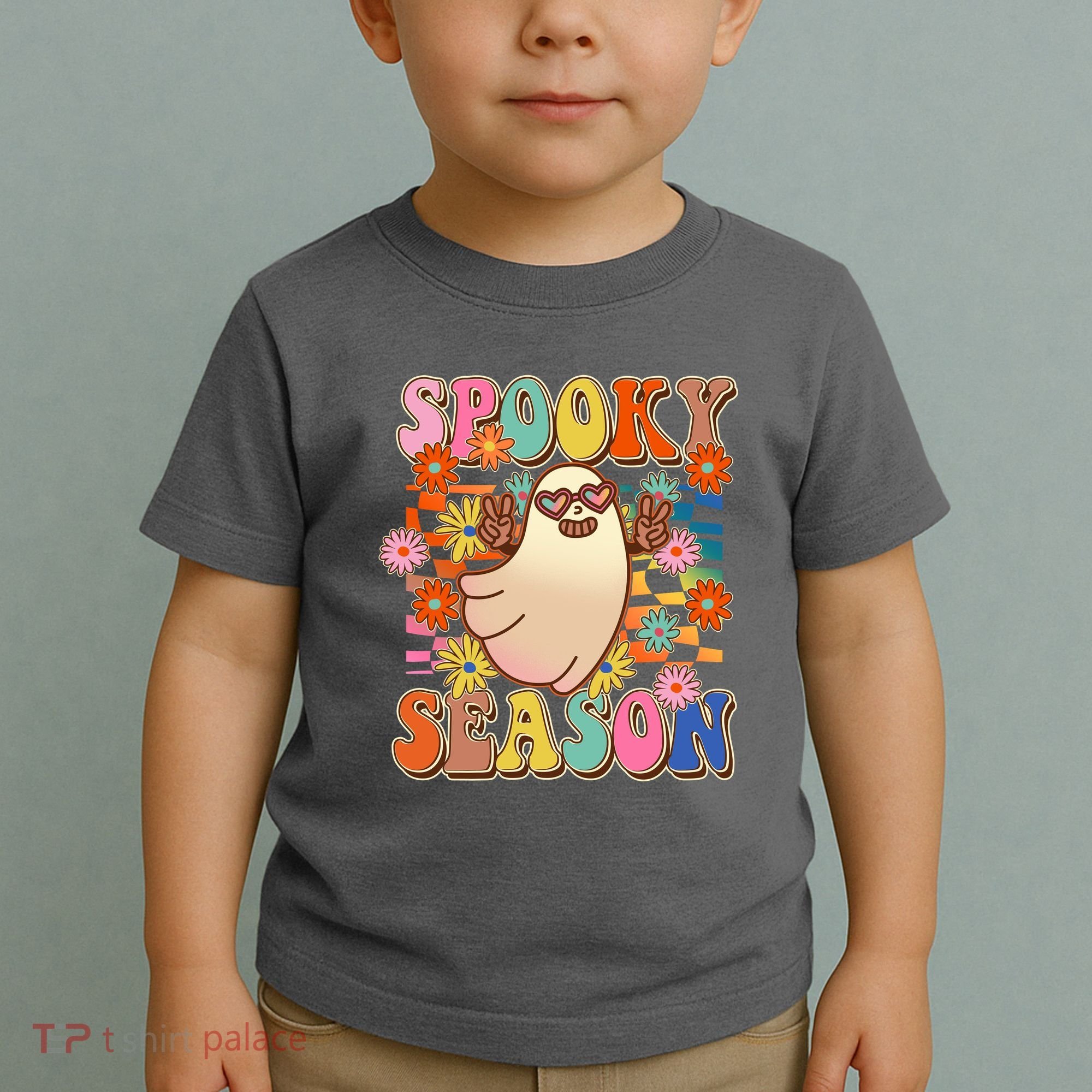 Funny Retro 60s Halloween Spooky Season Hippie Ghost Toddler T-Shirt