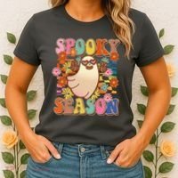 Funny Retro 60s Halloween Spooky Season Hippie Ghost Women's T-Shirt thumb 2