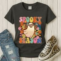 Funny Retro 60s Halloween Spooky Season Hippie Ghost Women's T-Shirt thumb 3
