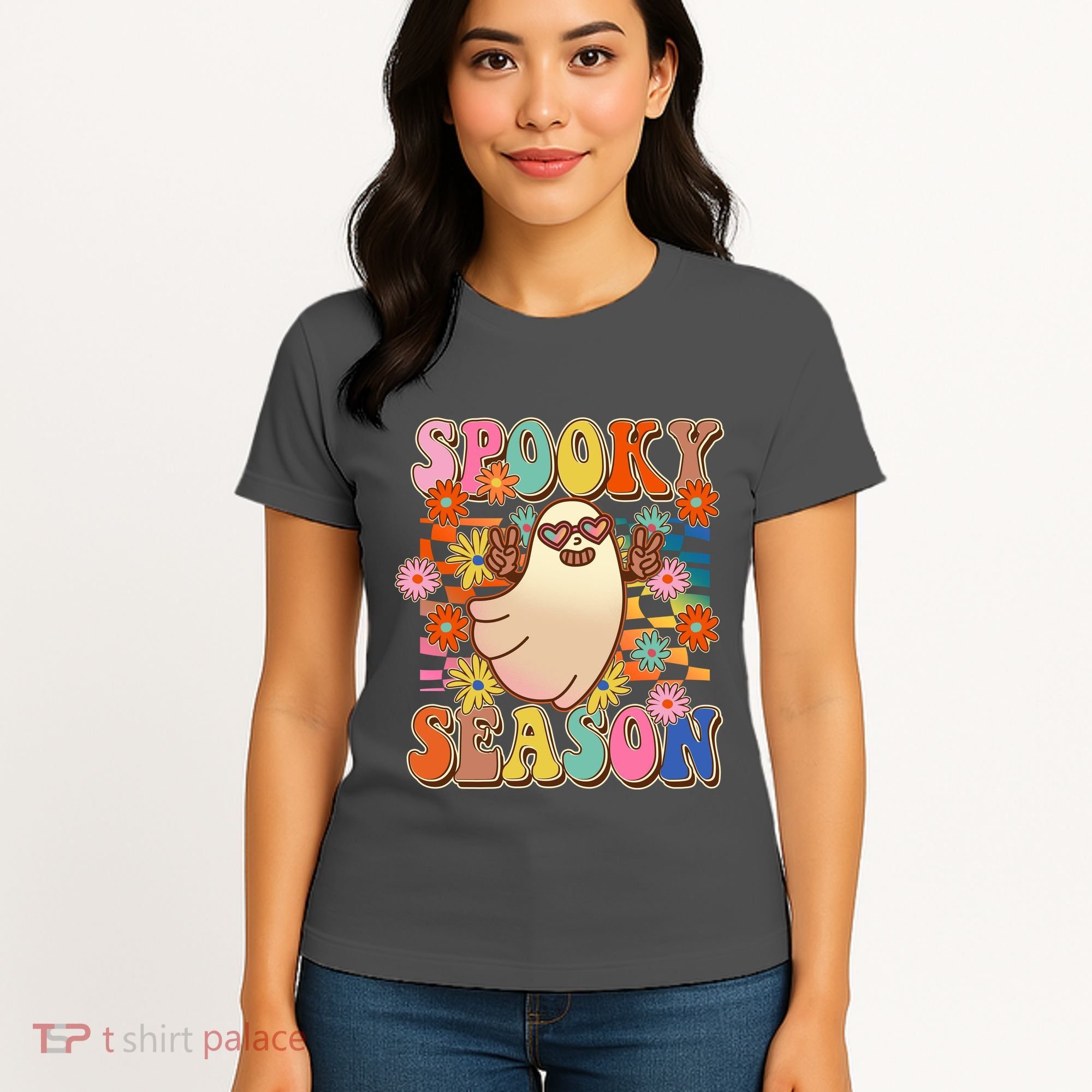 Funny Retro 60s Halloween Spooky Season Hippie Ghost Women's T-Shirt