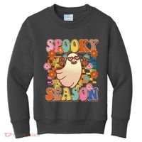 Funny Retro 60s Halloween Spooky Season Hippie Ghost Kids Sweatshirt thumb 0