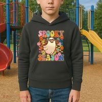 Funny Retro 60s Halloween Spooky Season Hippie Ghost Kids Hoodie thumb 2