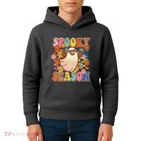 Funny Retro 60s Halloween Spooky Season Hippie Ghost Kids Hoodie thumb 4