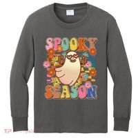 Funny Retro 60s Halloween Spooky Season Hippie Ghost Kids Long Sleeve Shirt thumb 0