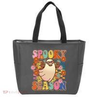 Funny Retro 60s Halloween Spooky Season Hippie Ghost Tote Bag thumb 0