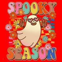 Funny Retro 60s Halloween Spooky Season Hippie Ghost Santa Hat thumb 1