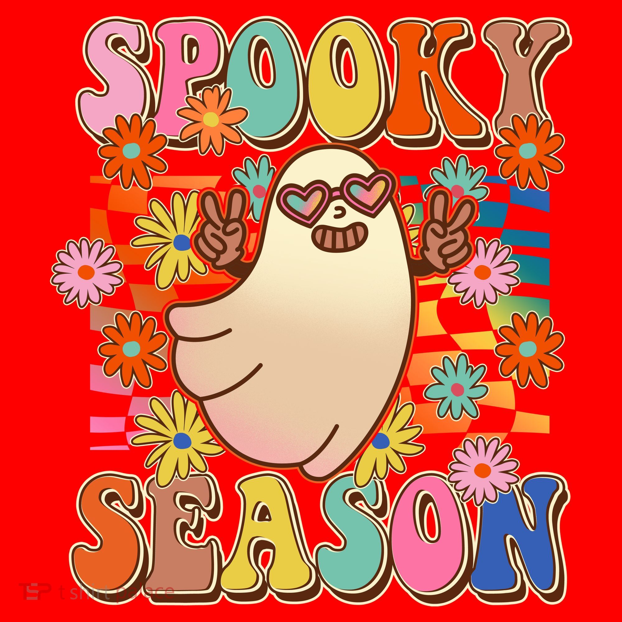 Funny Retro 60s Halloween Spooky Season Hippie Ghost Santa Hat