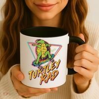 Funny Retro 80's Turtley Rad Skateboarding Turtle Coffee Mug thumb 3