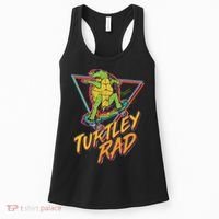 Funny Retro 80's Turtley Rad Skateboarding Turtle Women's Tank Top thumb 0
