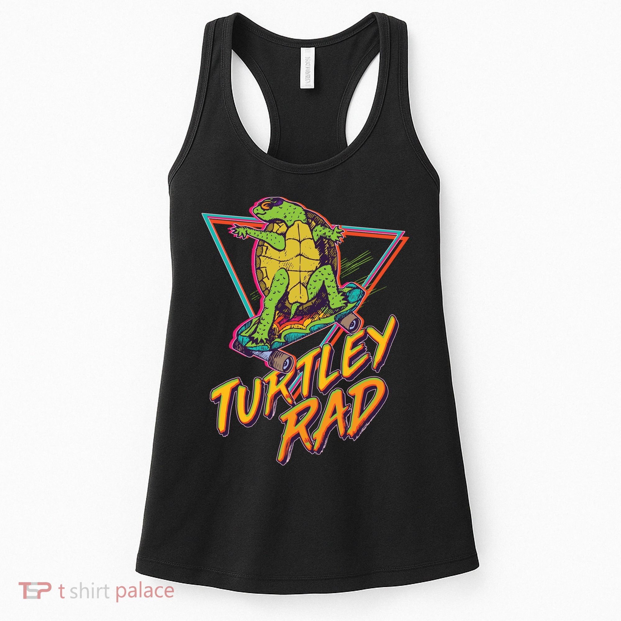 Funny Retro 80's Turtley Rad Skateboarding Turtle Women's Tank Top