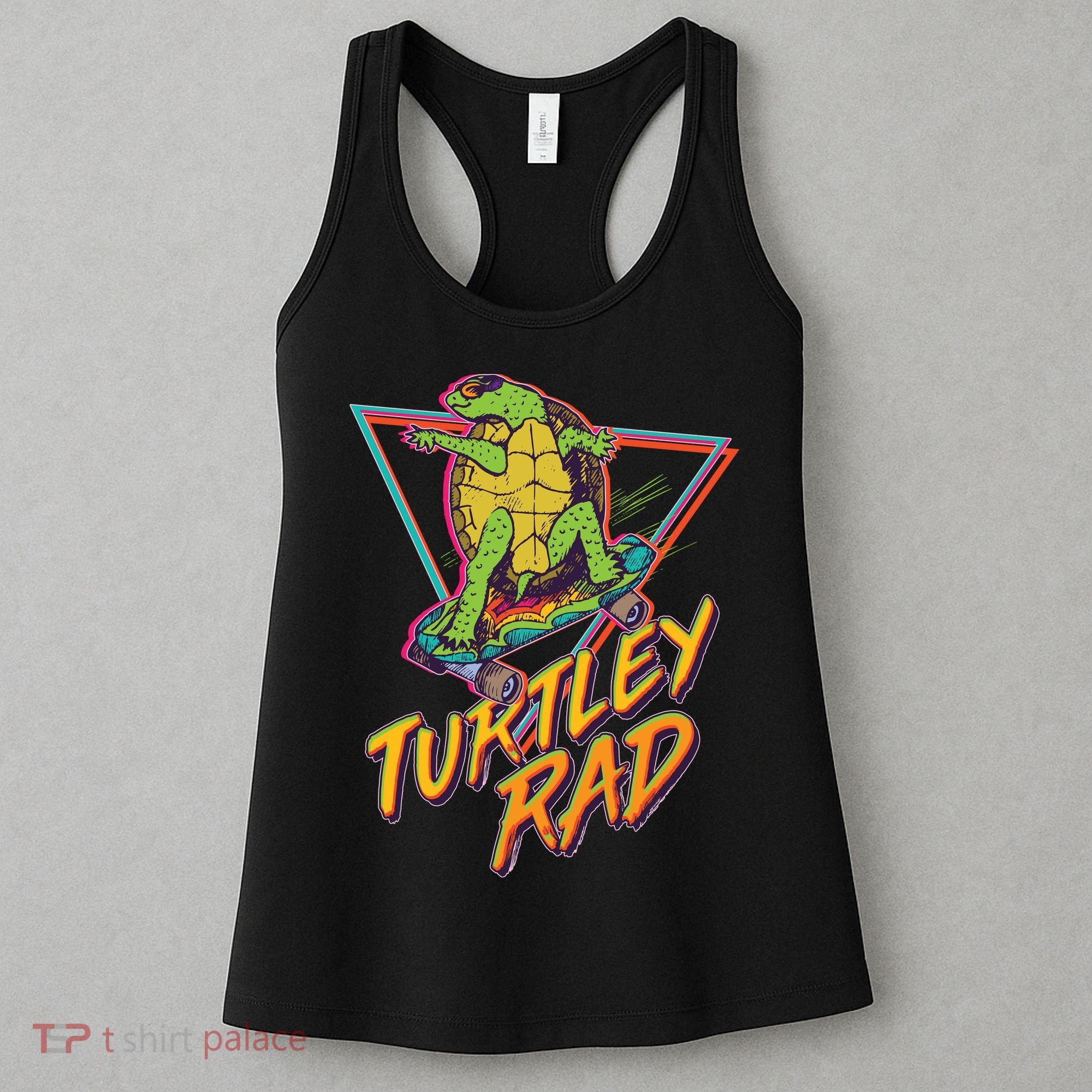 Funny Retro 80's Turtley Rad Skateboarding Turtle Women's Tank Top