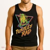 Funny Retro 80's Turtley Rad Skateboarding Turtle Tank Top thumb 3
