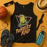 Funny Retro 80's Turtley Rad Skateboarding Turtle Tank Top thumb 4