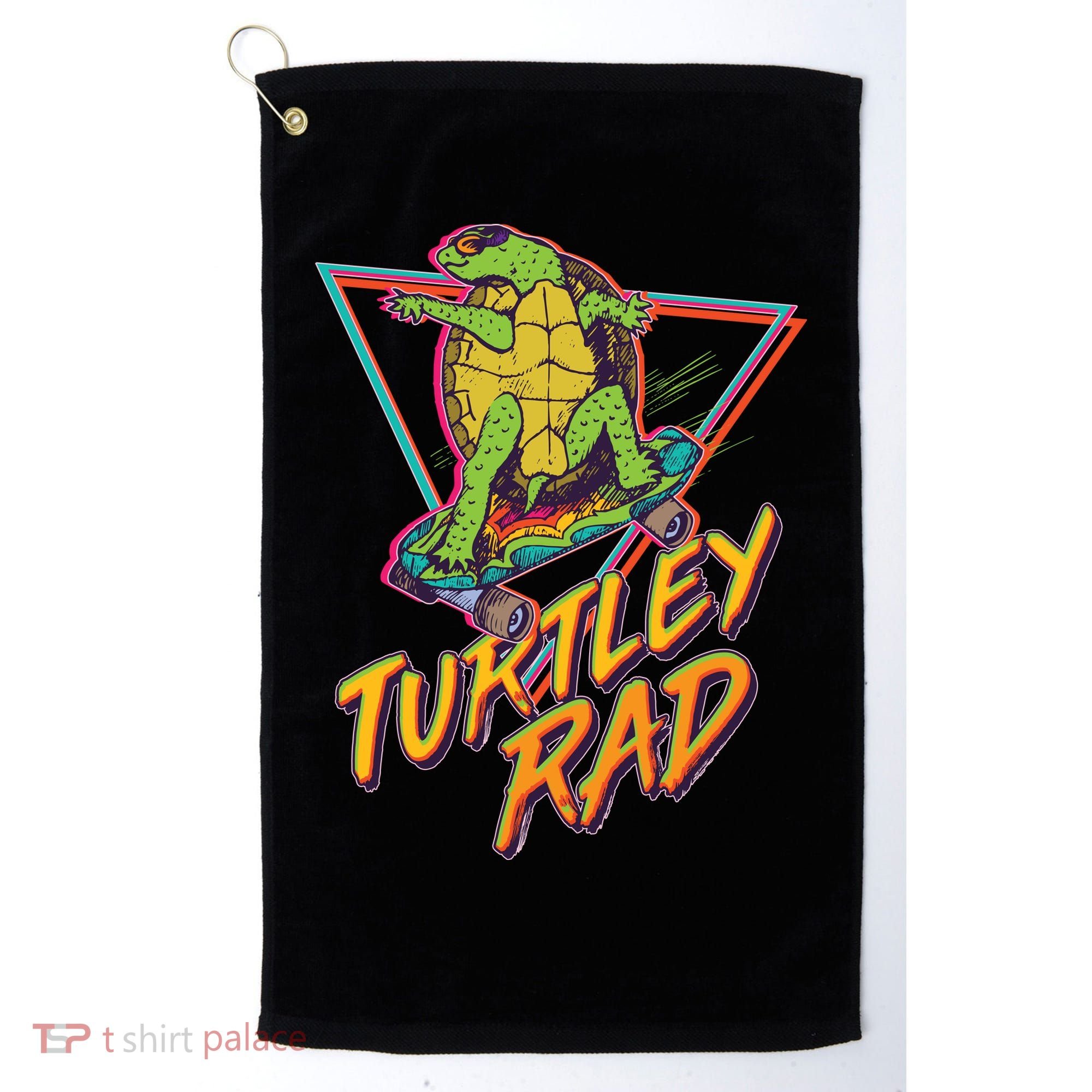 Funny Retro 80's Turtley Rad Skateboarding Turtle Golf Towel
