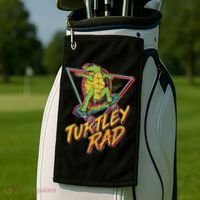 Funny Retro 80's Turtley Rad Skateboarding Turtle Golf Towel thumb 2