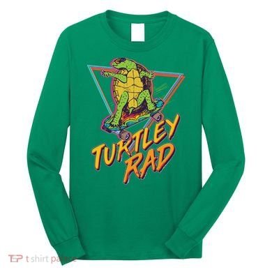 Funny Retro 80's Turtley Rad Skateboarding Turtle Long Sleeve Shirt
