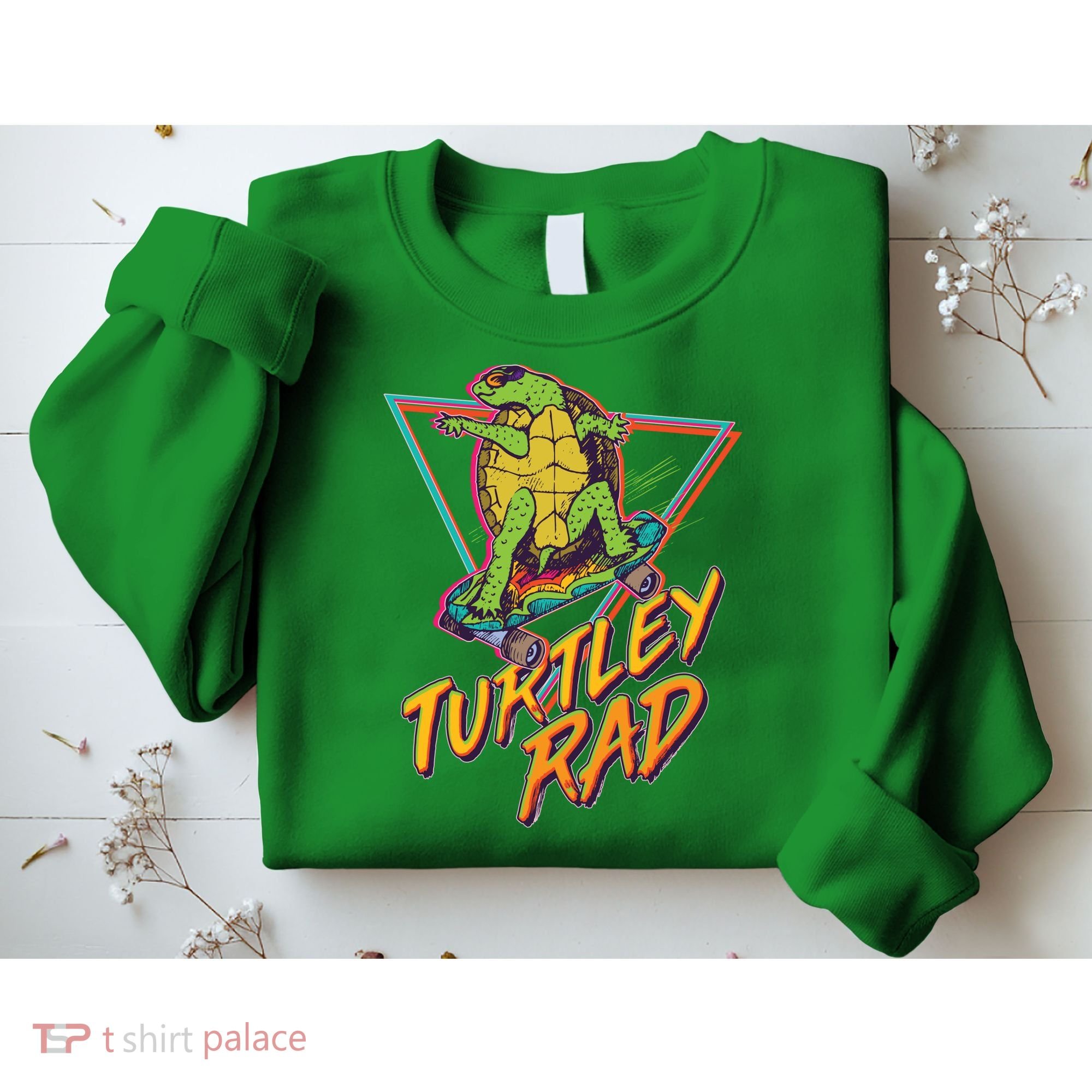 Funny Retro 80's Turtley Rad Skateboarding Turtle Sweatshirt