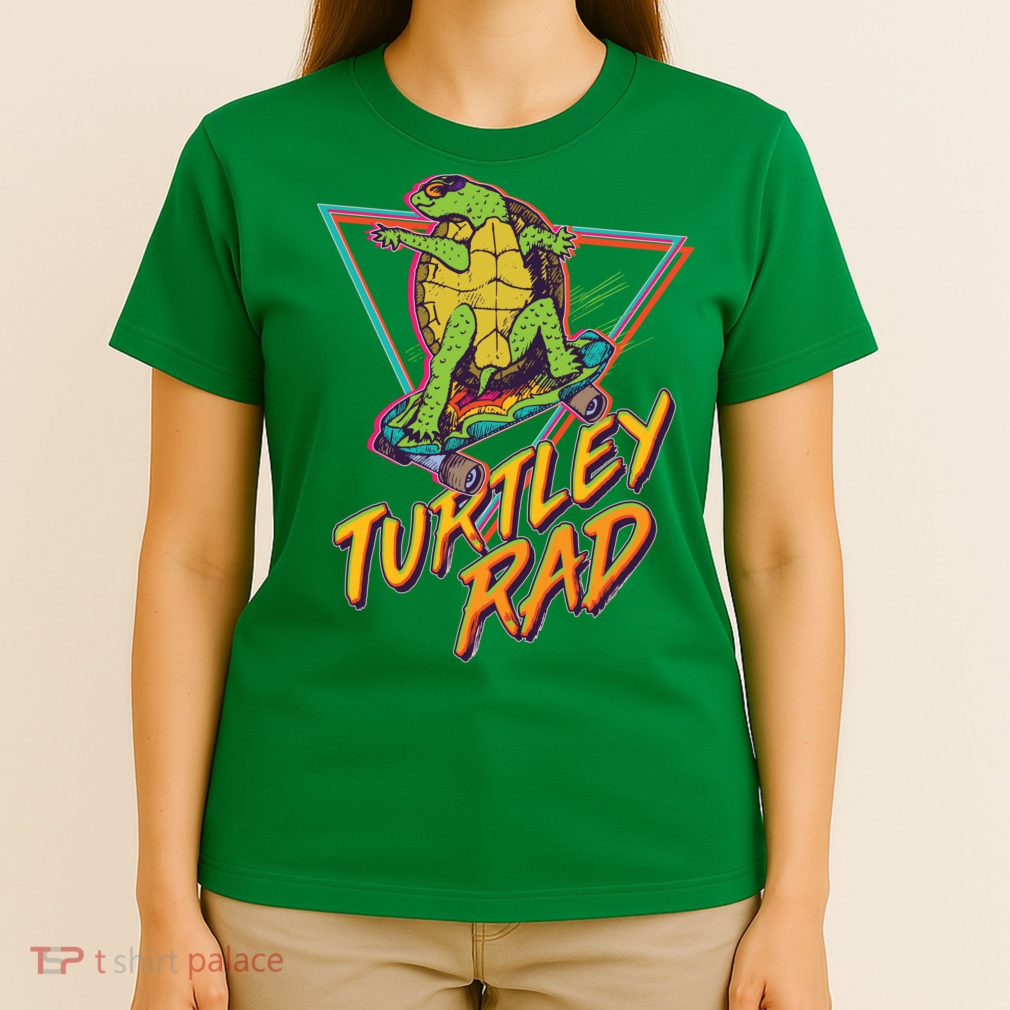 Funny Retro 80's Turtley Rad Skateboarding Turtle T-Shirt