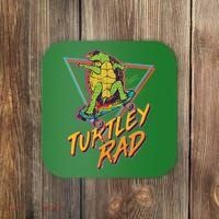 Funny Retro 80's Turtley Rad Skateboarding Turtle Coaster thumb 0