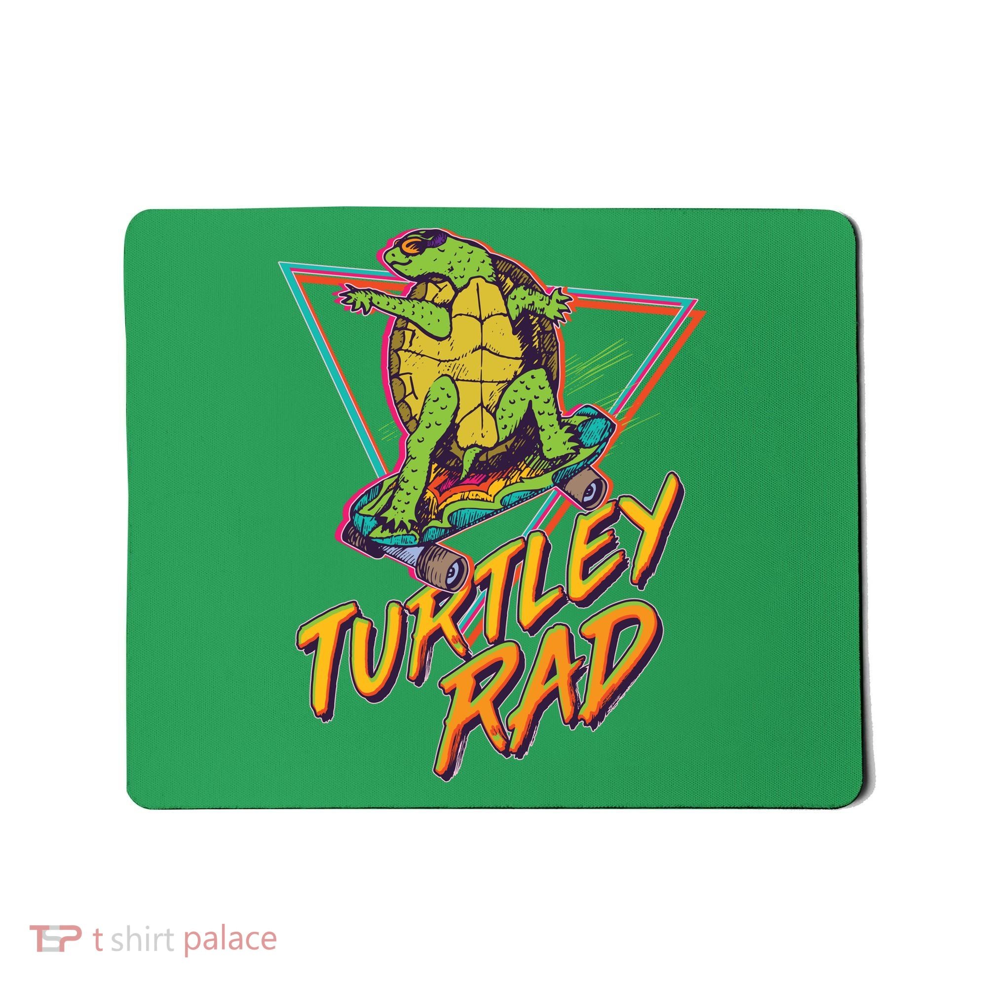 Funny Retro 80's Turtley Rad Skateboarding Turtle Mousepad